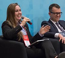 Dedman student speaking at CMAA world conference.